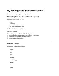 My Feelings and Safety Worksheet