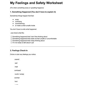 My Feelings and Safety Worksheet